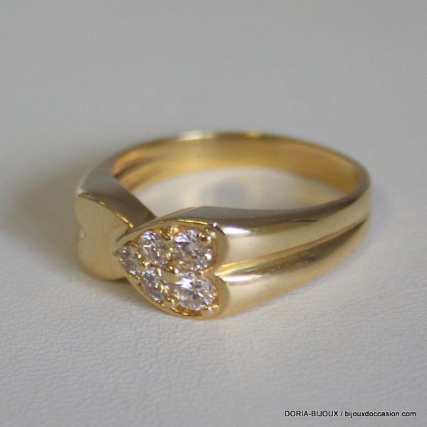 Bague Coeur Diamants Or 18k, 750/000 6.7grs -60-