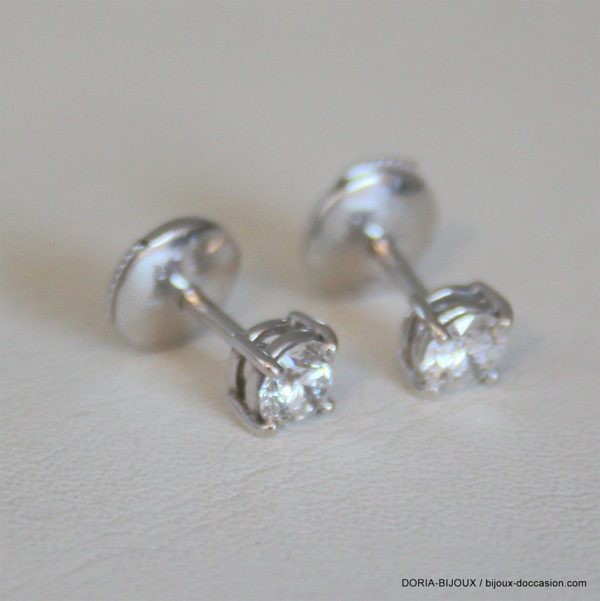 Boucle D'oreille Or  Blanc Diamants 0.33 Carat 1.76g