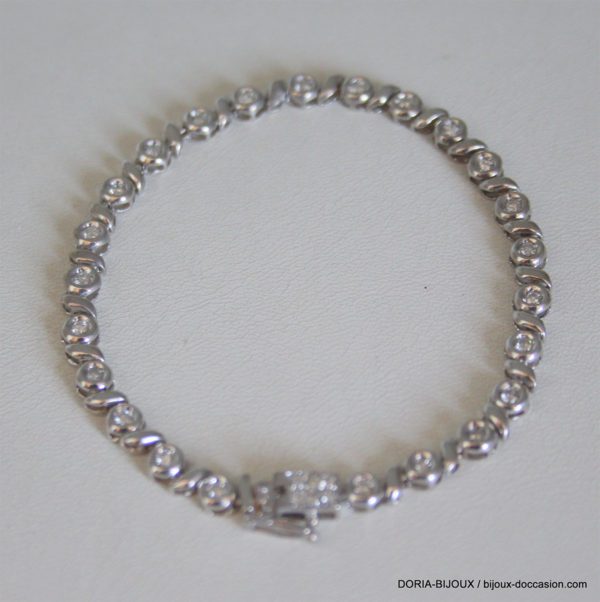 Bracelet Or Blanc 18k 750/000 10.19grs 30 Diamants