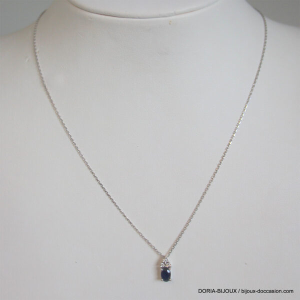 Collier Or Gris18 K 750 Saphir Diamants - 2.10 Grs
