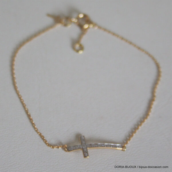 Bracelet Or 750 Croix Diamant 0.04ct