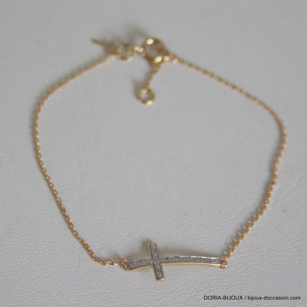 Bracelet Or 750 Croix Diamant 0.04ct