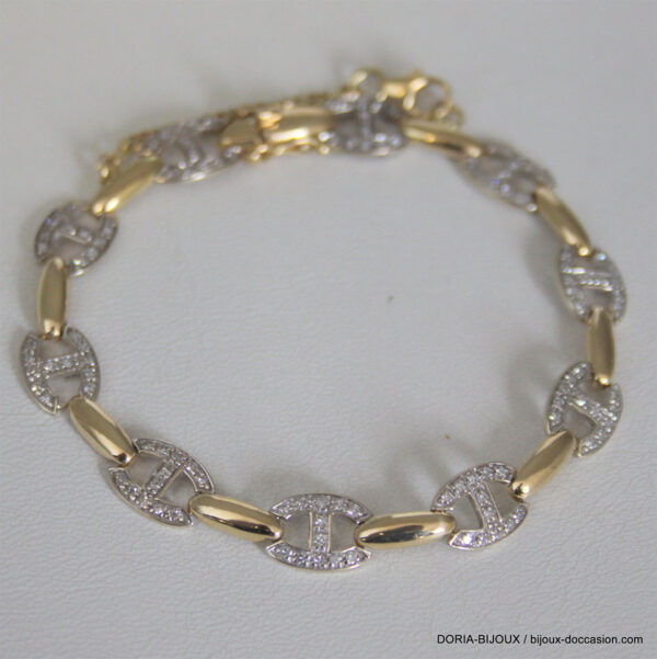 Bracelet Or Bicolore 750 18k 120 Diamants 12grs