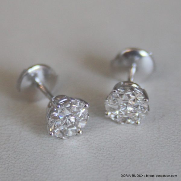 Boucles Or Gris 750  Diamants 0.35 Carats