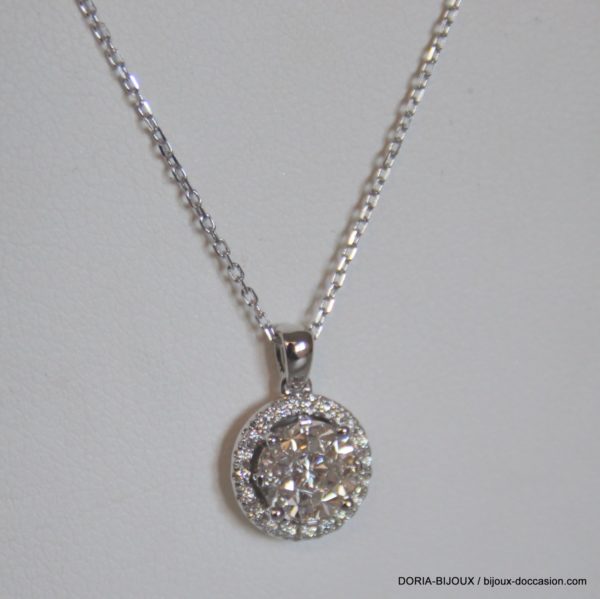 Collier Or 750 Pendentif Diamants 0.55cts Effet 1.20