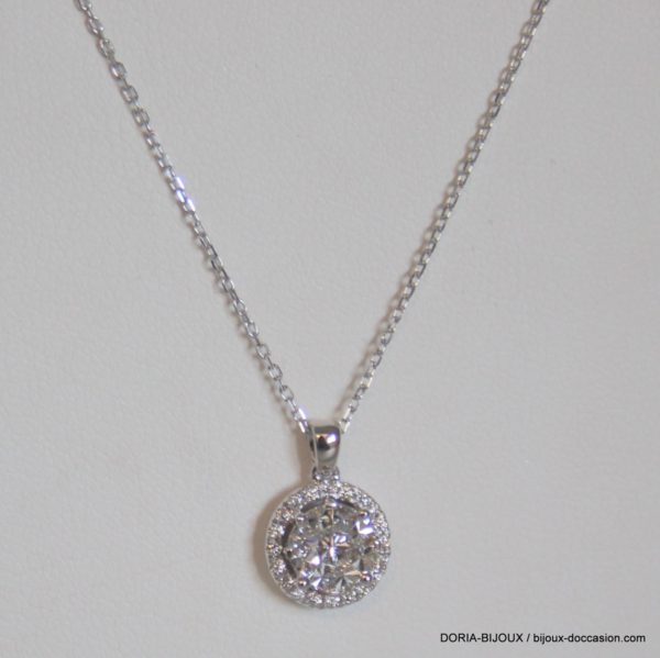 Collier Or 750 Pendentif Diamants 0.55cts Effet 1.20