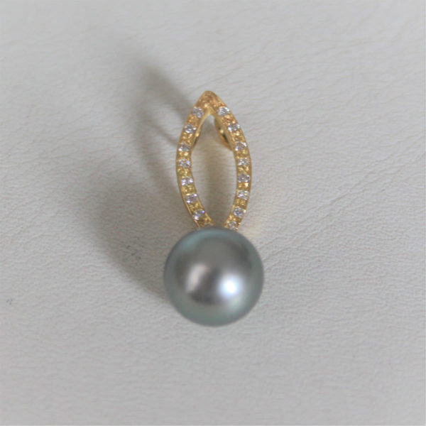 Pendentif Or 18k 750 Perle de Tahiti & Diamants