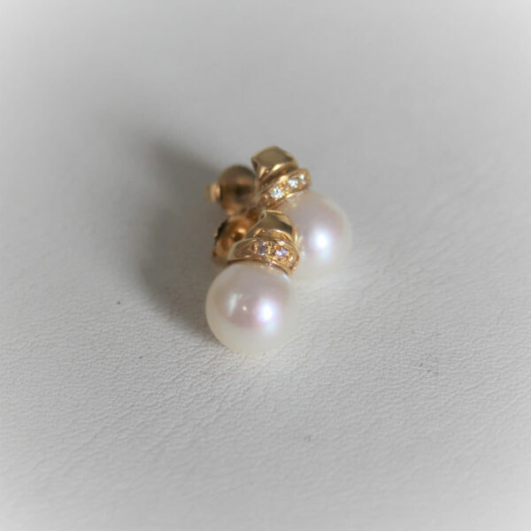 Boucles d'Oreilles Or 750 Perles de Culture&Diamants