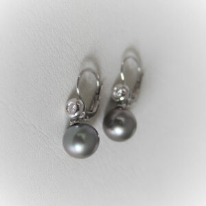 Boucles d'Oreilles Or 750 Perles de Tahiti & Diamant