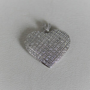 Pendentif Coeur Diamant 0.30cts Or Gris 750 - 2.15gr
