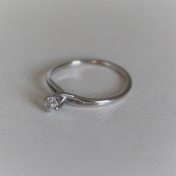 Bague Solitaire Or 750 18k Diamant 0.10cts 1.6grs - 53
