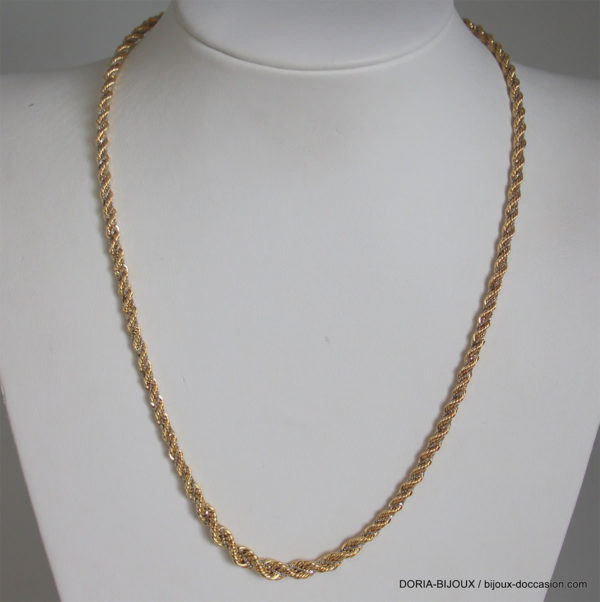 Collier or bicolore 750 maille corde- 9.10grs- 45grs
