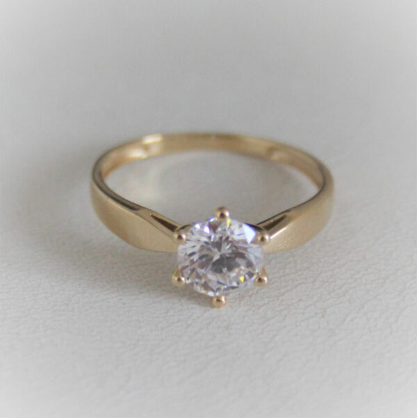 Bague solitaire or 18k 750 jaune oxyde- 2grs- 54 -