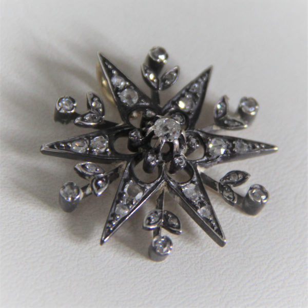 Pendentif Vintage Or Blanc 18k 750 Pavage Diamants -