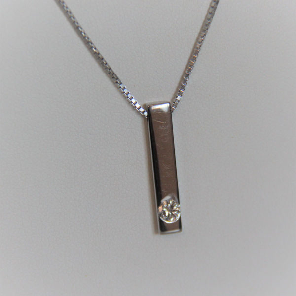 Collier Or Gris 18k 750 Pendentif Diamants - 7.01grs