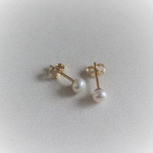 Boucles d'Oreilles Or 18k 750 Perle Chinoise 4mm