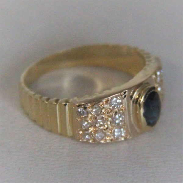 Bague Or 18k 750 Diamants Saphirs - 4.25grs  - 54