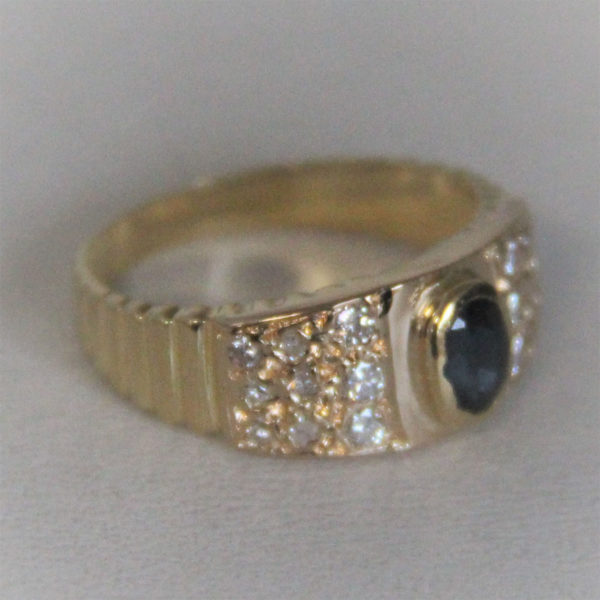 Bague Or 18k 750 Diamants Saphirs - 4.25grs  - 54