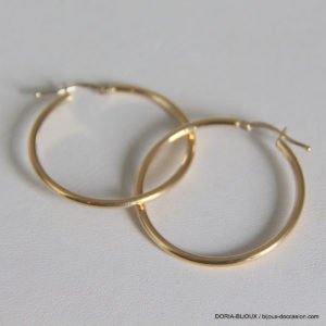 Creoles Lisses 34mm Or Jaune 18k 750 - 1.85grs