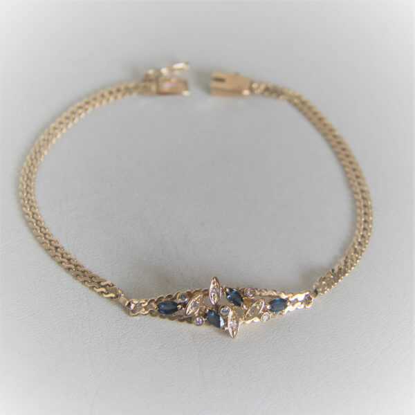 Bracelet Or 8k 750 Saphirs Diamants 7.7Grs - 19cm-