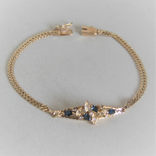 Bracelet Or 8k 750 Saphirs Diamants 7.7Grs - 19cm-