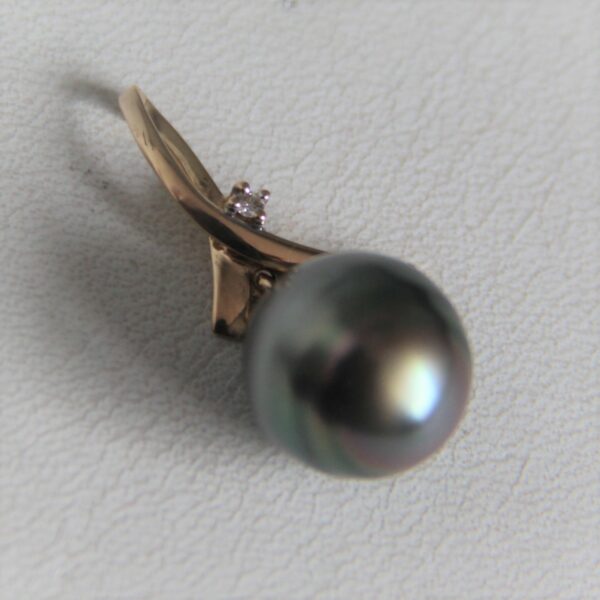 Pendentif Or 18k 750 Perle de Tahiti & Diamant -