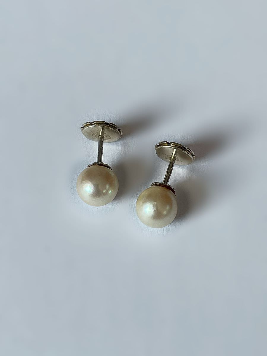 Boucles d'oreilles or 18k 3grs perles 8mm
