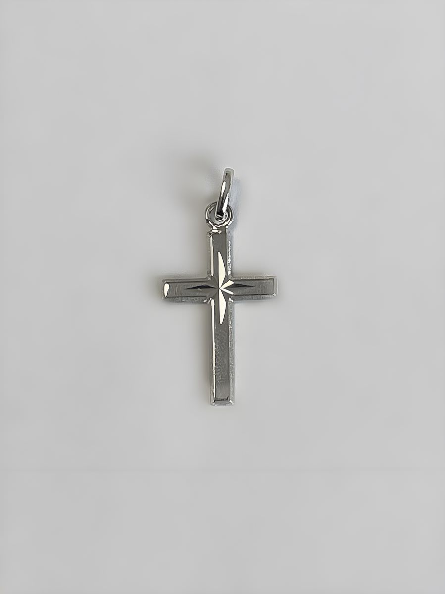 Pendentif croix or blanc 18k 750 -1.45grs