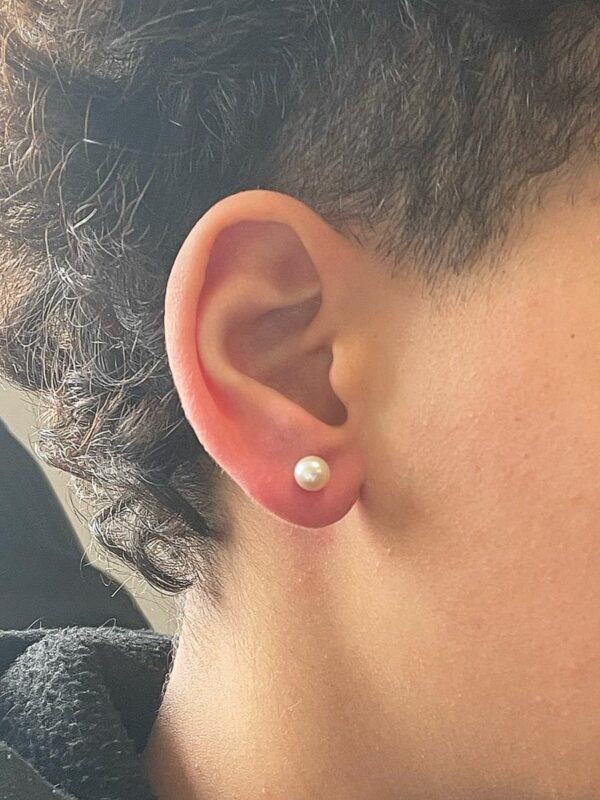 Boucles d'oreilles d'occasion or 0.35grs perles 4.5m