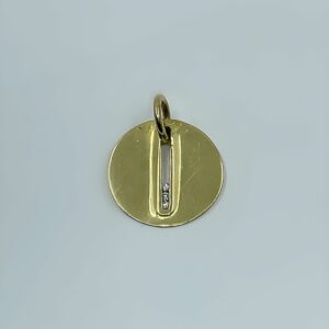 Médaille diamant or jaune 18k 3.30grs diam 0.06ct