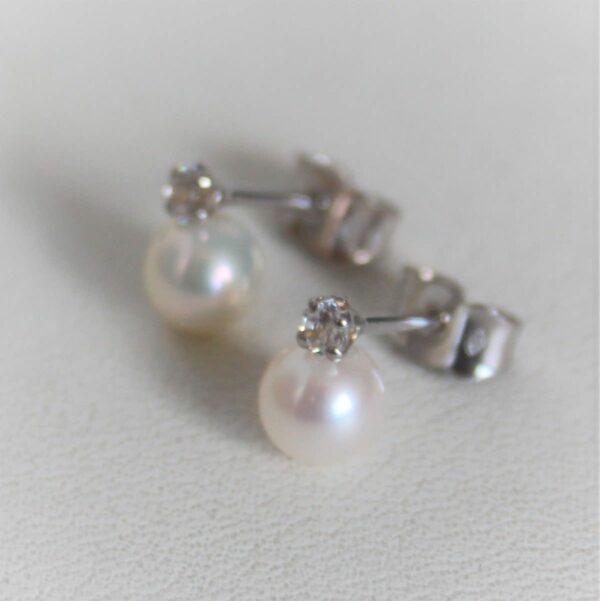 Boucles d'Oreilles Or 18k Perles & Oxydes- 1.3grs
