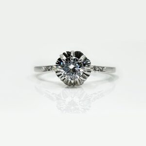 Solitaire Or Blanc 18k 3.07 grs Diamant 0.45 carats